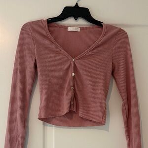 ALTAR’D STATE Pink Ribbed Long Sleeve Top